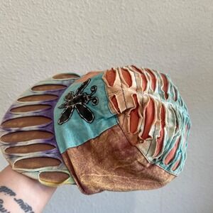 Rising International Patchwork Butterfly Razor Cut Cadet Hat Tie Dye Nepal NEW